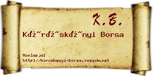 Köröskényi Borsa névjegykártya